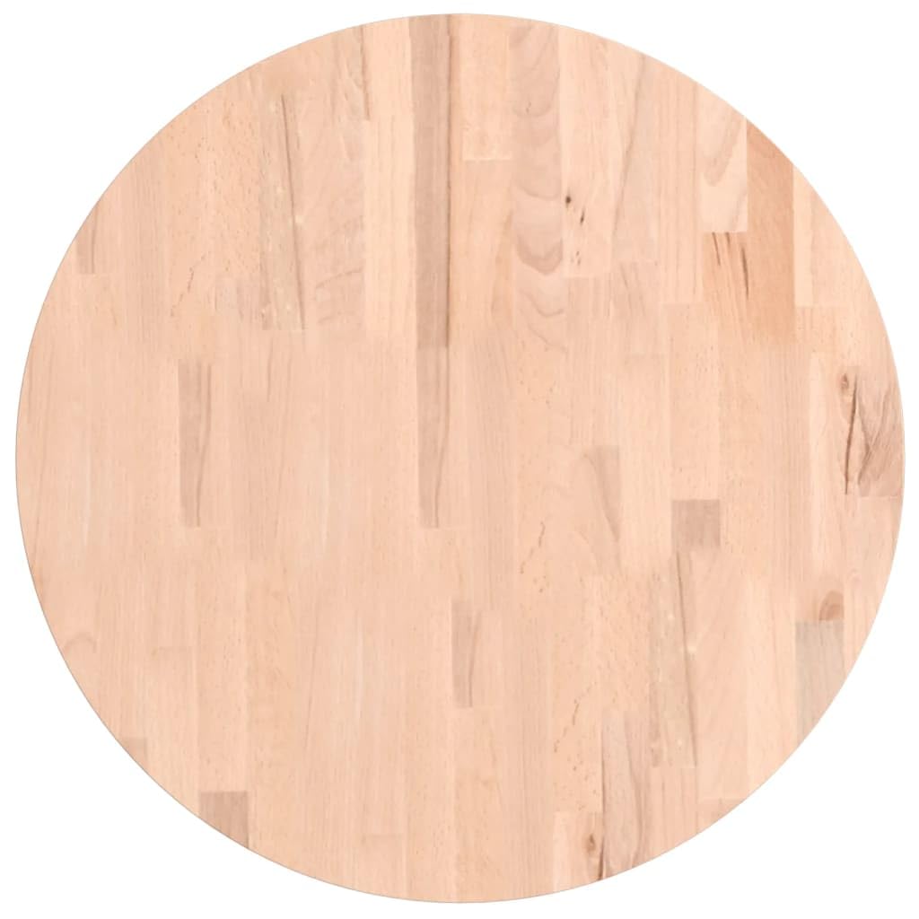 Plateau rond de 60 cm en hêtre massif marron clair, posé seul dans un intérieur lumineux