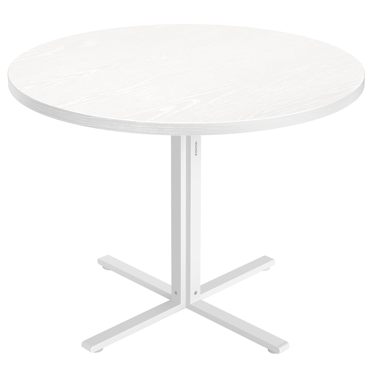 Table à manger ronde Vasagle blanche avec piètement en acier dans un intérieur lumineux